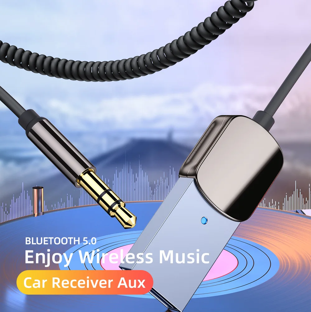 2022 New 5.0 Aux Adapter Car Wireless Receiver For Car Usb Bt5.0 Fm Music Transmitter Wireless Audio Receiver