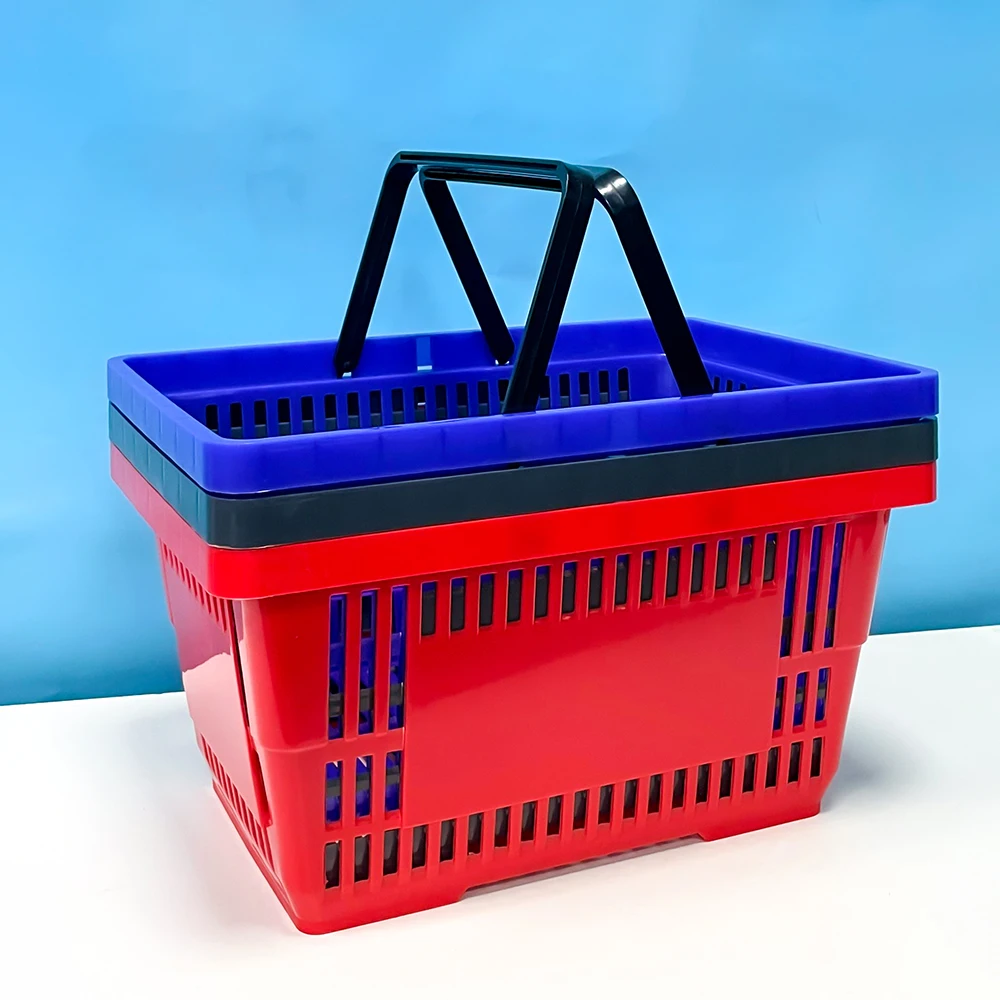 20L Small Plastic Handheld Shopping Baskets For Grocery Supermarket