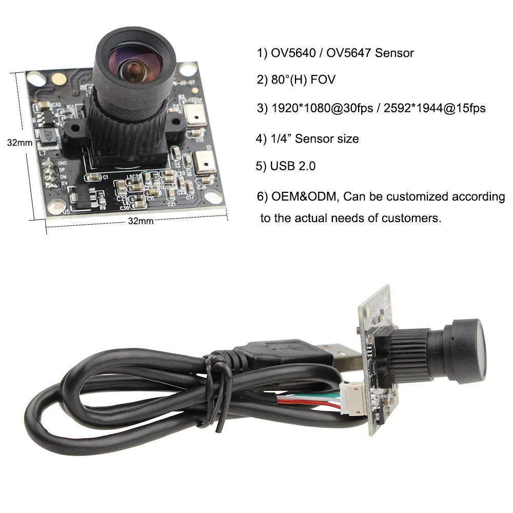 Высококачественный OEM 5-мегапиксельный датчик Omnivision Fisheye Ov5648 Ov5640 Pcb mini usb модуль камеры для