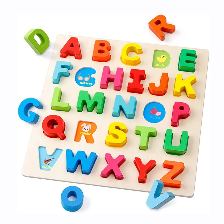 wholesale custom children wooden alphabet number board educational montessori toys juguetes educativos de montessori for gifts