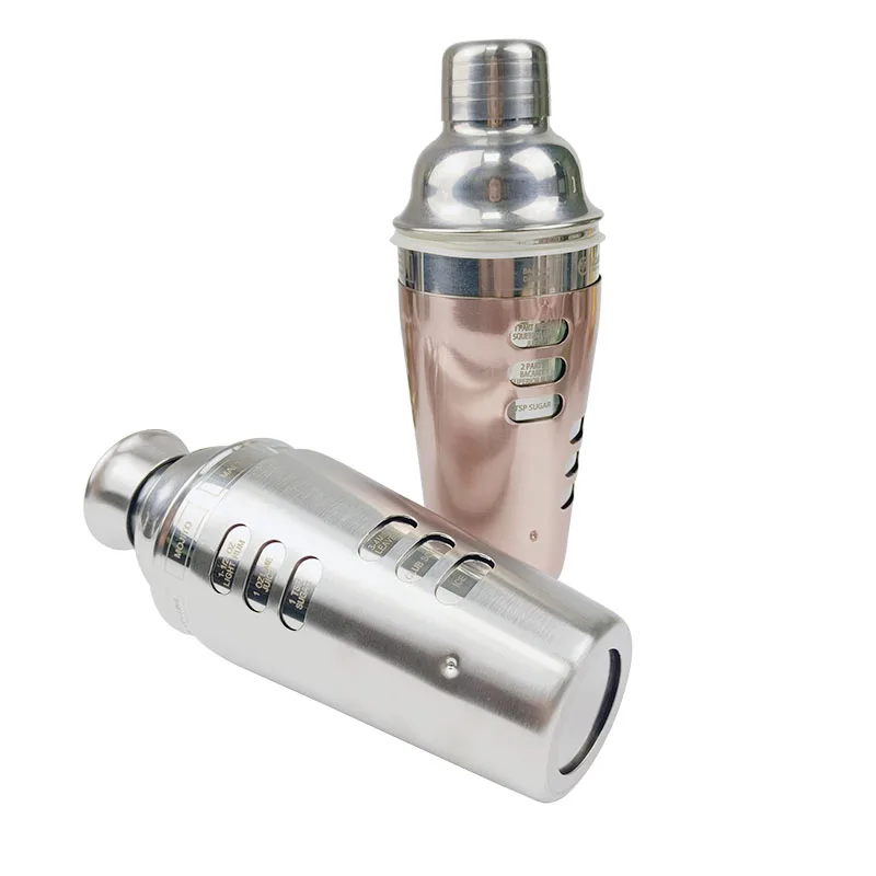 Supply of stainless steel shaker with scale 750ml double layer recipe mixer shaker Wine Accessories