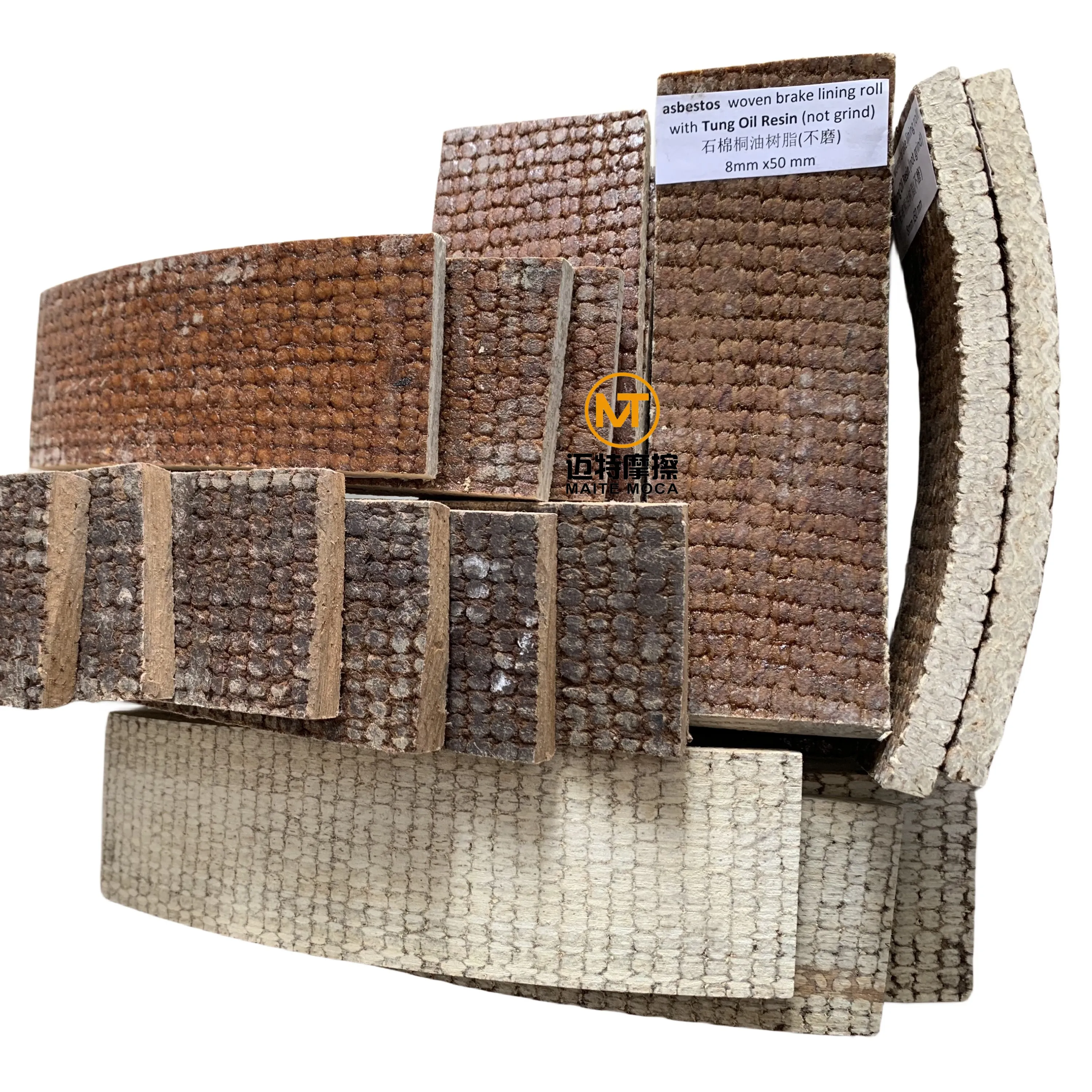 industrial brown color tung oil resin brake roll lining asbestos woven brake lining rolls for machinery