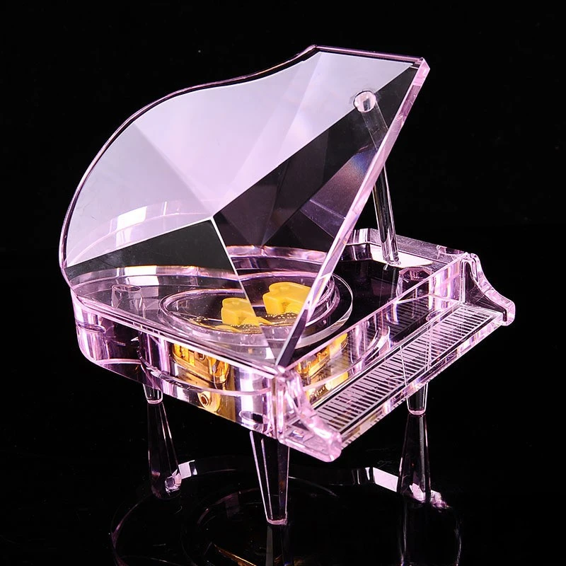 Elegant Luxury Crystal Piano Music Box desktop decorations memorial craft gifts