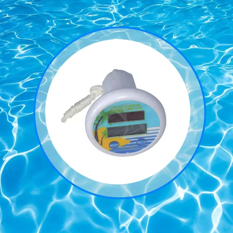 Solar Powered Digital LCD Thermometer Large Floating Easy Read For Water Temperature Shatter Resistant With String For Outdoor A