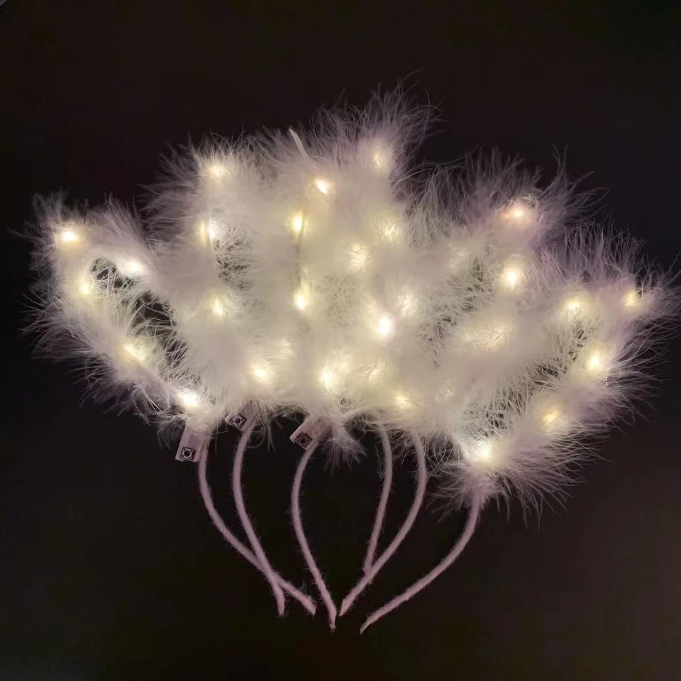 LED Angle Headband Party Girls Toy Plush Flashing Wing Headband With Led Lights