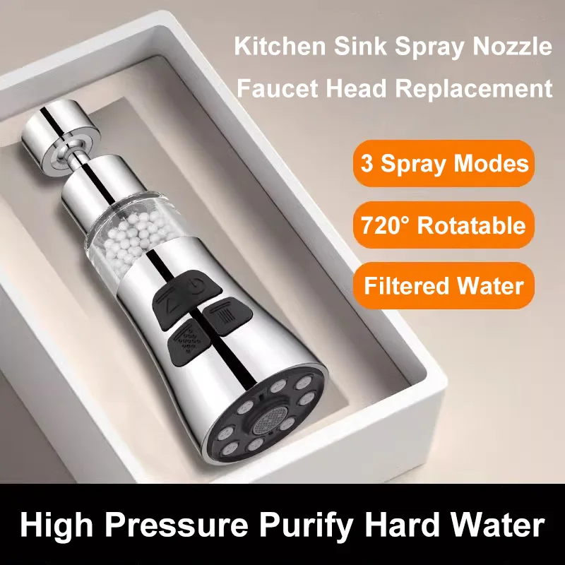 Kitchen Faucet Head Replacement M22 22mm Adapter 3 Modes Filter Water Saving 30% High Pressure Sink Spray Nozzle Aerator Sprayer
