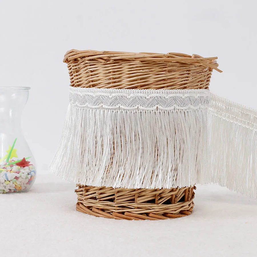 COOMAMUU Tassel Fringe Curtain Braid Lace Tassel Polyester Silk Trim Ribbon Latin Dance Skirt