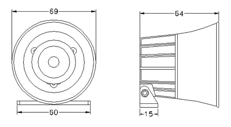 110dB 15W Buzzer Horn 1 or 6 Tone Car Siren Horn Speaker