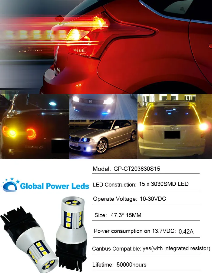 
hot sales high power t20 led p27w 3156 bulbs 12V 3030smd blue reversing led light car turning signal bulbs 