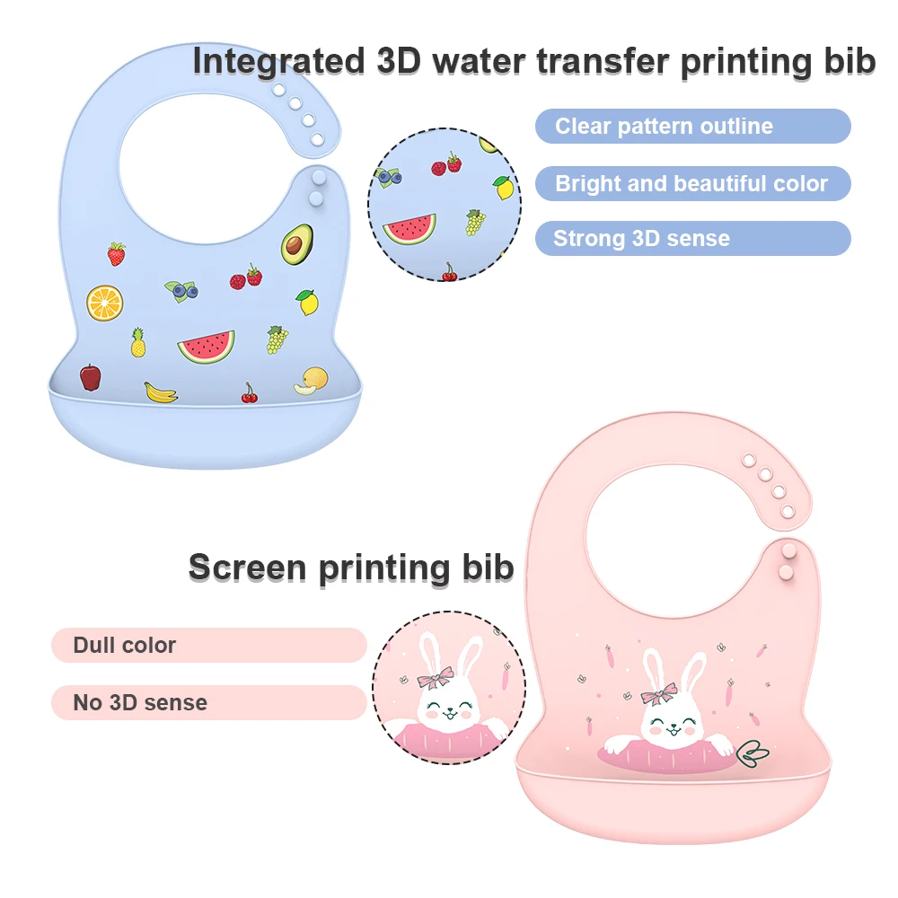 New design Silicone Bibs Waterproof Saliva Dripping Cartoon Aprons  Adjustable Different styles Feeding Newborn Baby Bibs