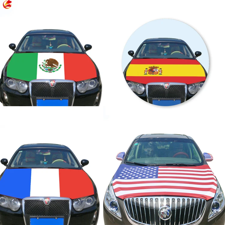 Wholesale customized sublimated printing  national engine bonnet covers car hood flag