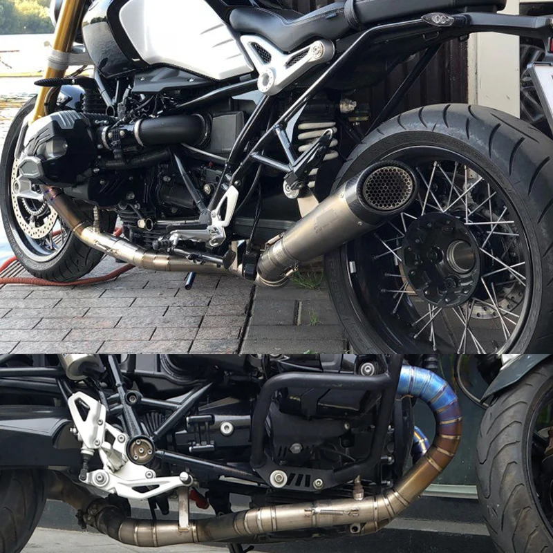 Titanium Alloy Slip On For BMW R NINE T R9T Full System Motorcycle Exhaust Escape Modify Front Mid Link Pipe Carbon Muffler