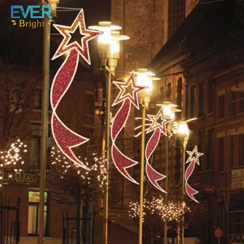 Алюминиевый или металлический каркас наружный декоративный столб с красной звездой водонепроницаемое уличное освещение для рождественского домашнего украшения