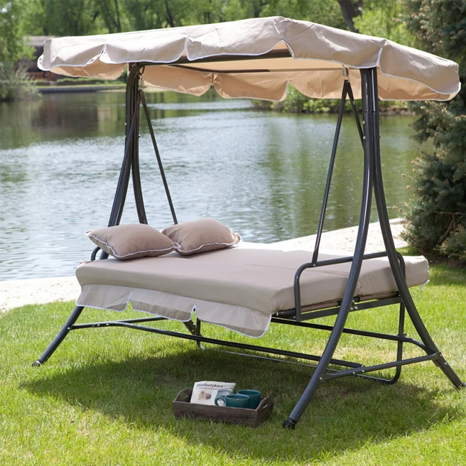 Outdoor swing chair swing garden balcony bed rocking chair garden hammock swing with canopy