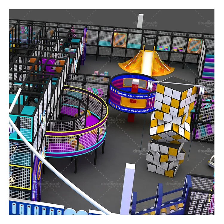 Big Maze Adults Kids Adventure Play Ball Pool Large Crazy Slides Indoor Playground with LED Neon Lights