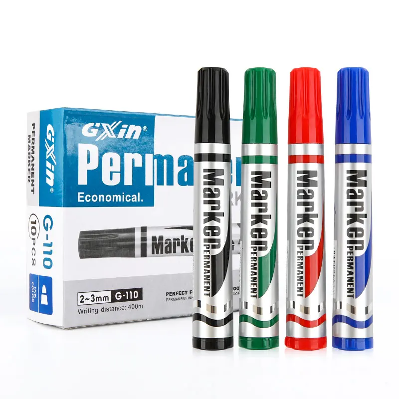GXIN G-110 10pcs/set permanent marker pen 2-3mm economical ink fast drying Supplier Price waterproof permanent marker set