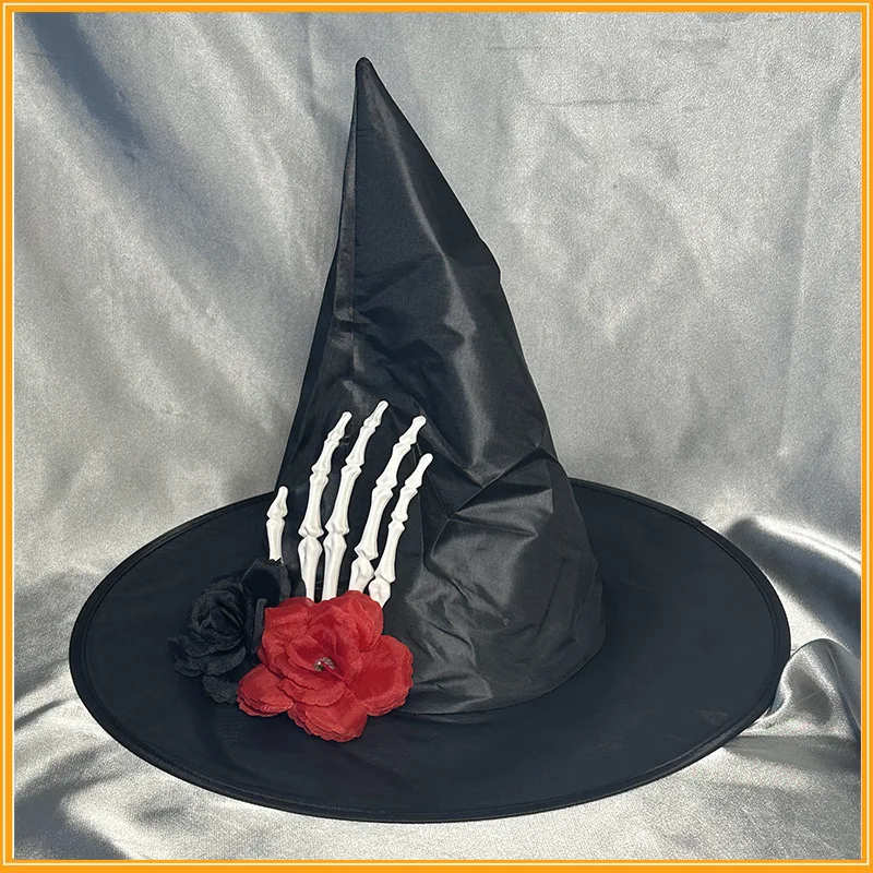 New Cosplay Witch Hat Gothic Theme Party Wizard Hat Skull Skeleton Witch Hat