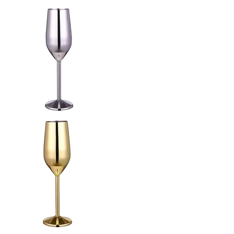 Best Selling Barware Item Customized Luxury Wine Metal Goblets Unbreakable Set Champagne Glasses Flutes