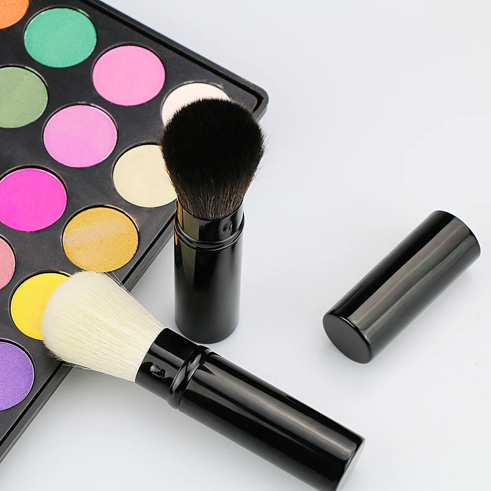 BEILI Retractable Black Kabuki Brush for Liquid Cream Powder Face Makeup with Aluminum Handle Pinceaux Maquillage Professionnel