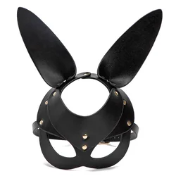 Eco-Friendly Leather Women Rabbit Cosplay Black Bunny Girl Mask