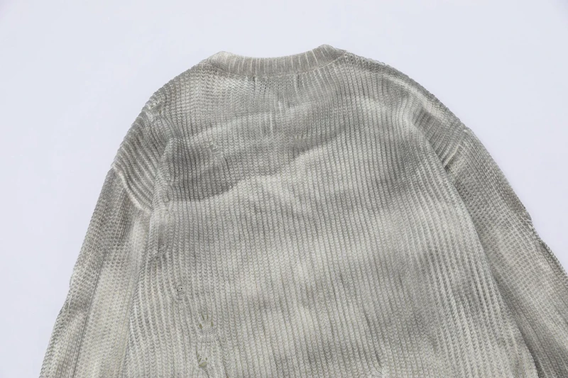 mens Custom Winter Distressed Pullover sweater acrylic Knitted men Loose Sweater dirty washed sweater
