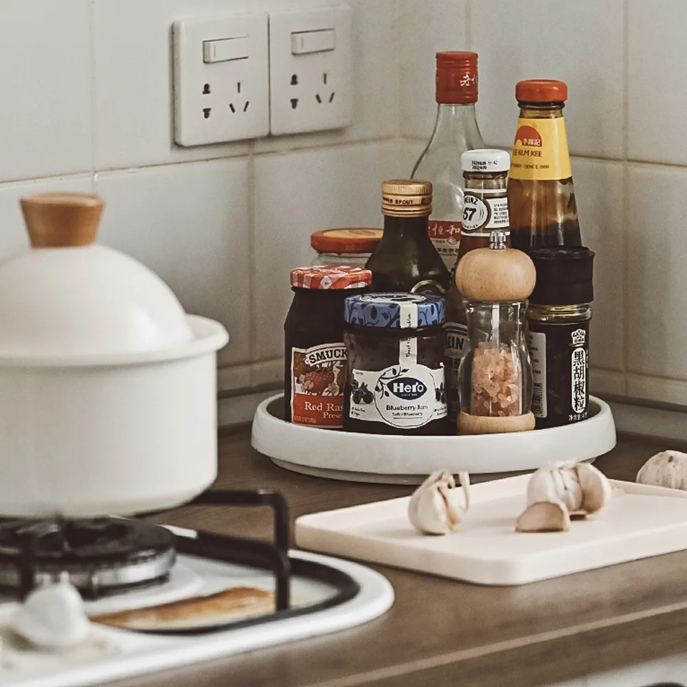 Sleek and Stylish 2 Tier Home and Kitchen Lazy Susan Storage  Organizer Turntable With Streamlined Look
