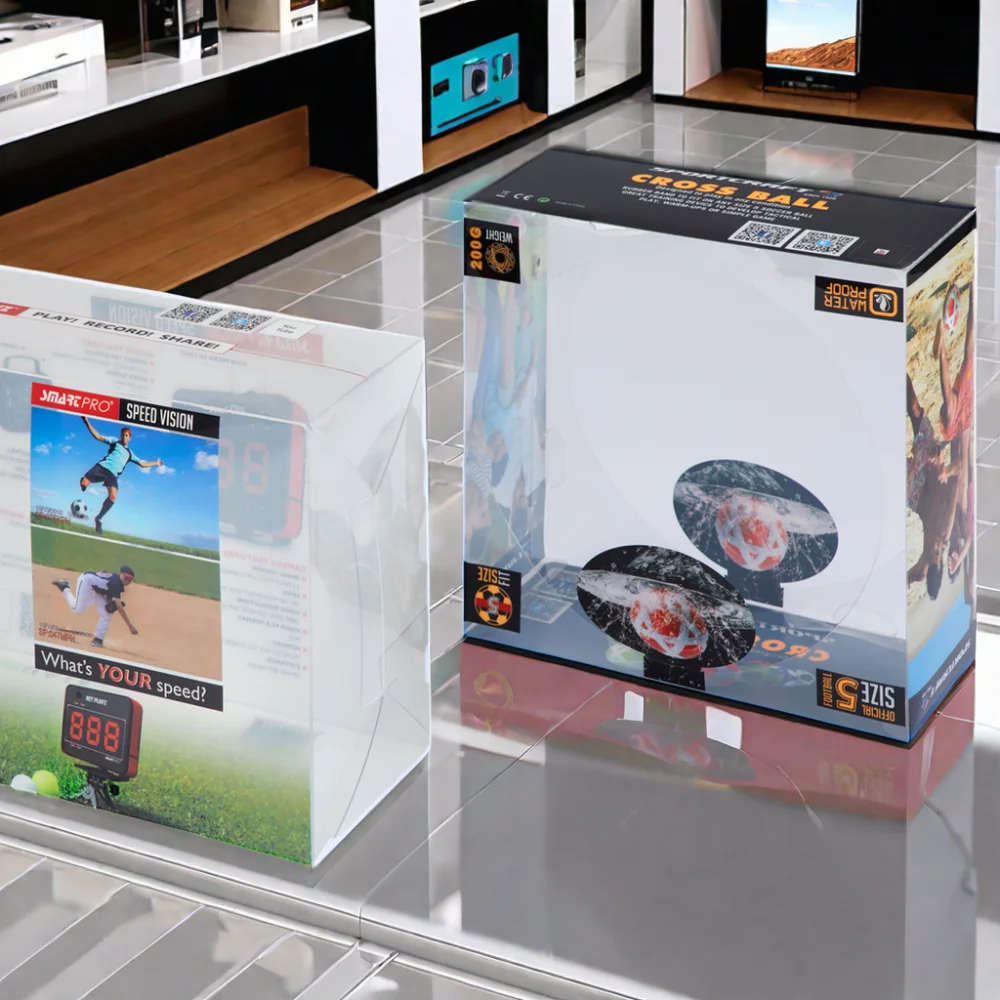 Wholesale Custom Cardboard Clear Blister Display Box Pet Plastic Retail Packaging Electronic Products Widely Embossing Stamping