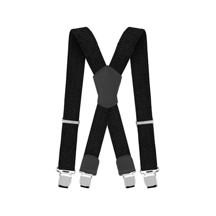 Fashion Custom Design Logo 4 Clips Black Elastic Button Brace Suspenders Belt Shirt for men