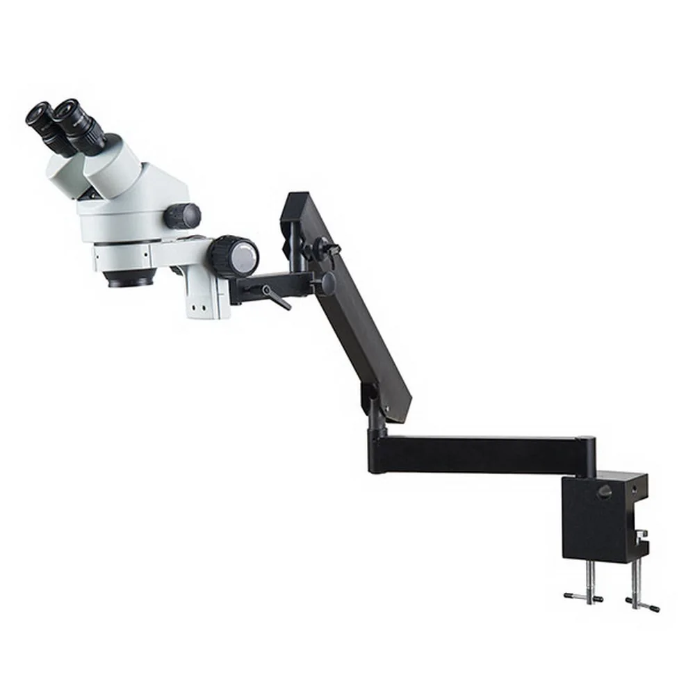Factory Supply 7X-45X Flex Articulating Arm Parfocal Binocular Optical Zoom Stereo Microscope