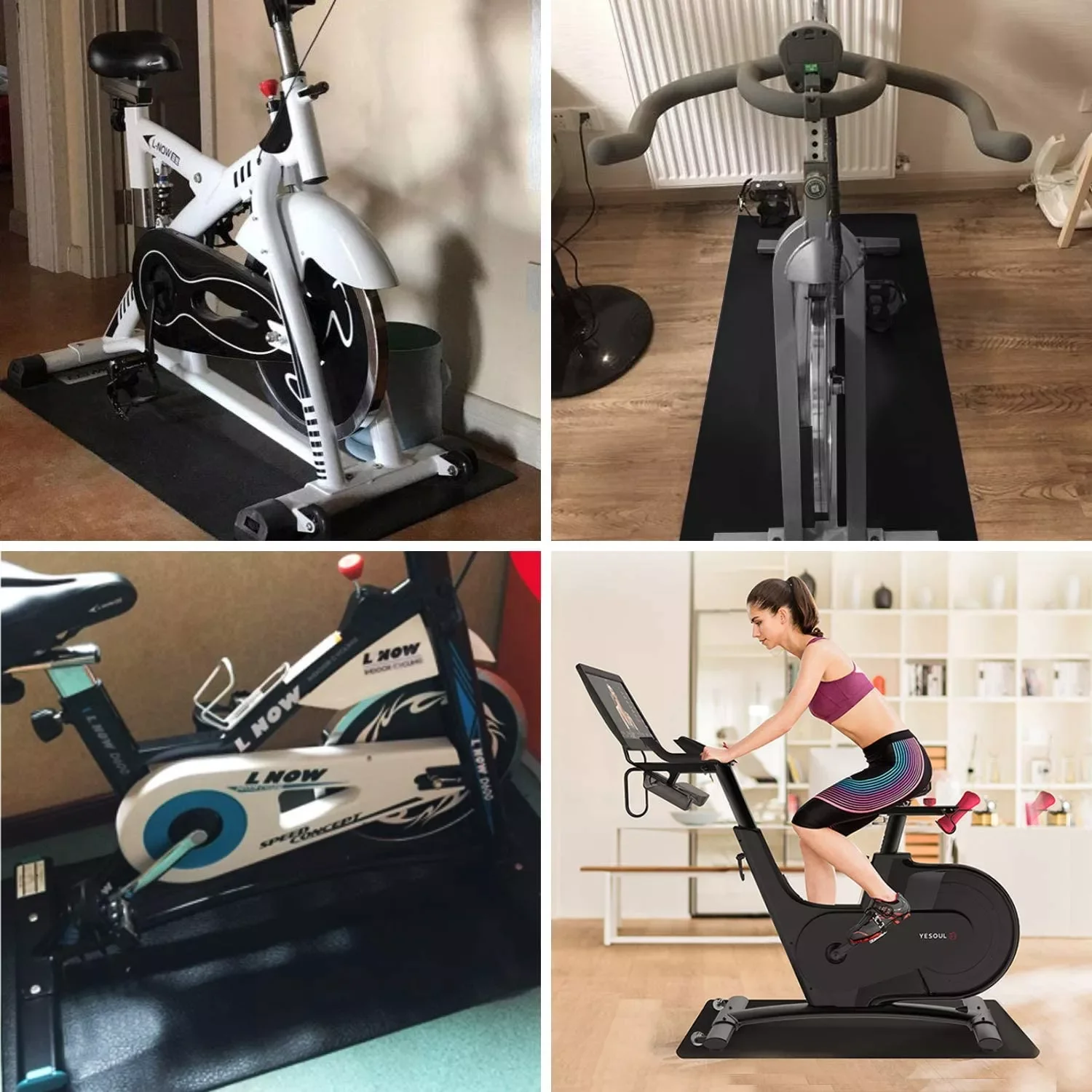 Durable Anti Slip Black Non Slip Wear Resistant Fitness Bicycle Sheet Mat Anti Slip PVC Rubber Flooring Mat for Bike Trainer