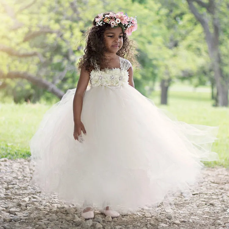 High Quality Kids Princess Dresses For Girl Flower Elegent Event Tulle Wedding Boutique Ball Gown