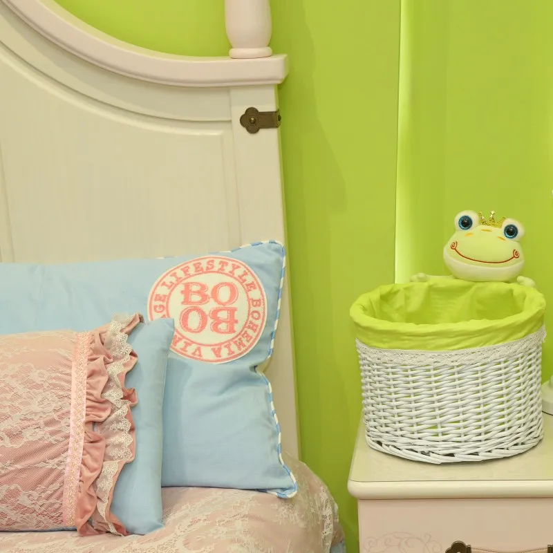 High quality lovely wicker storage basket willow laundry basket  bedside storage basket for children room