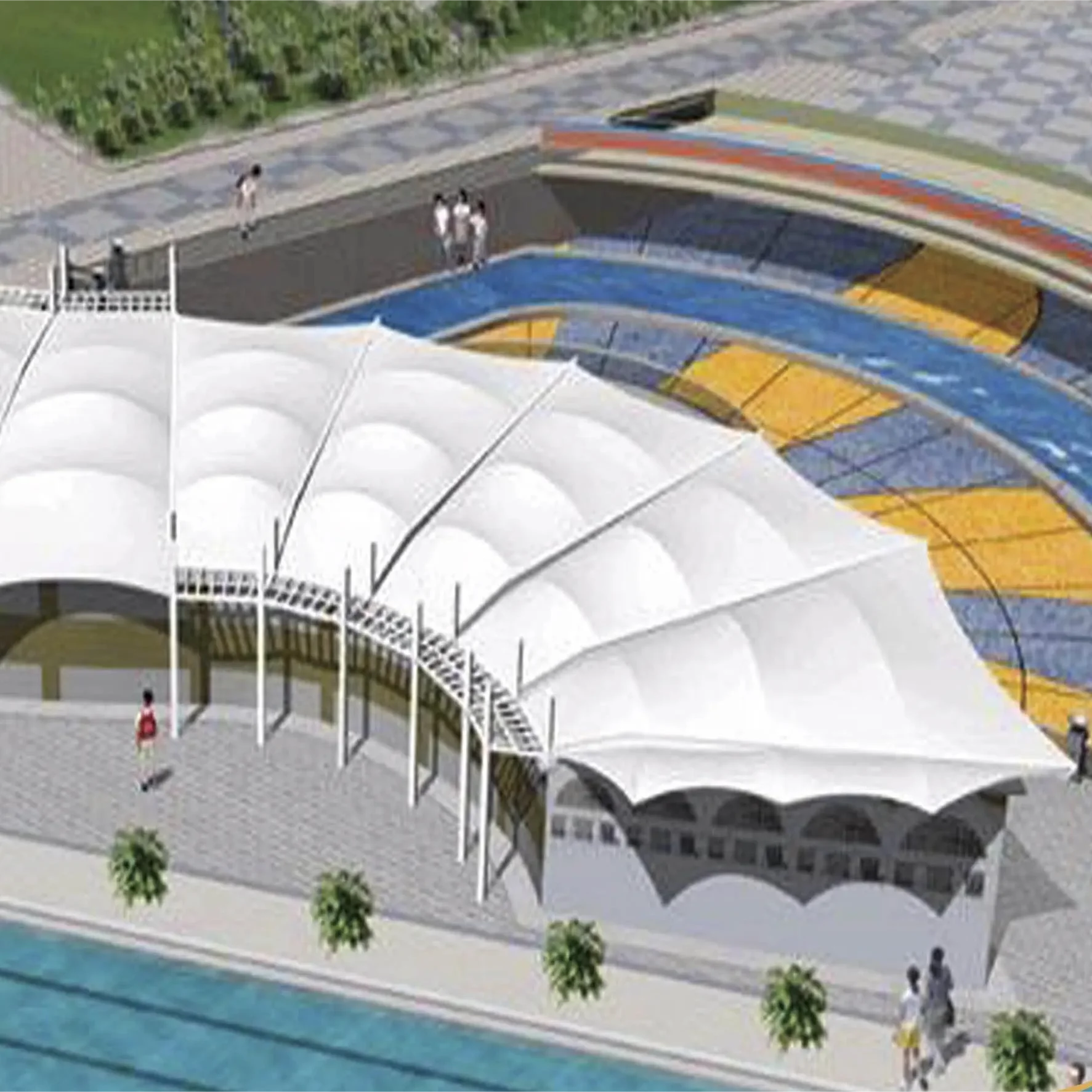 Tensile Shade Tent Stadium PVDF Fabric Roof Architectural Membrane Structure