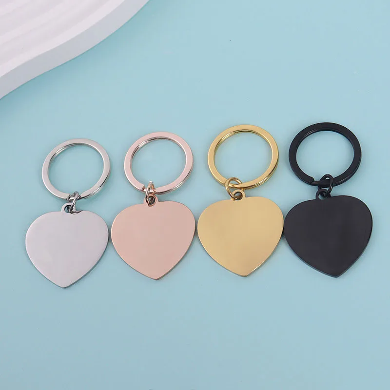 Mirror Steel 30 mm Heart Shape Keychain blank for personalized engraving