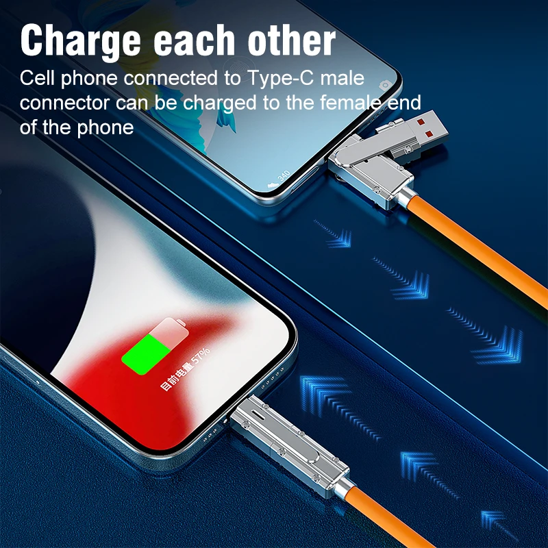 Two to Two Liquid Silicon PD USB Phone Charging Cord 100W PD Type C to USB Fast Charging Data Transfer Cable
