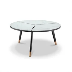 Living Room Custom Made Triangle 3 Leg White Round Nordic Wrought Iron Marble Tea Center Coffee Table
