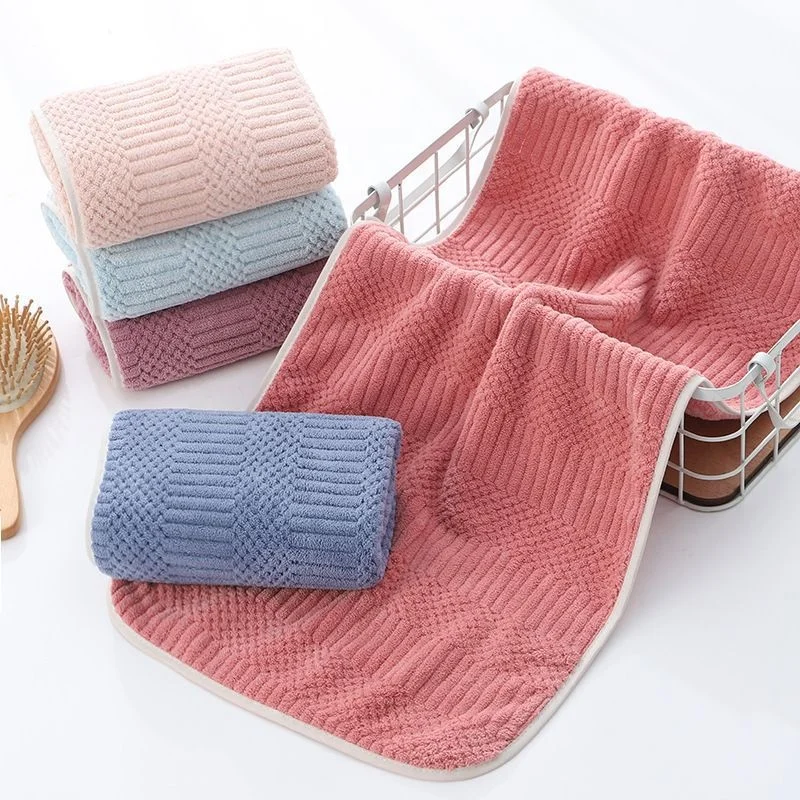 2pcs Solid Color Household Coral Fleece Towel Set Soft Absorbent Hand And Face Towels For Bathroom
