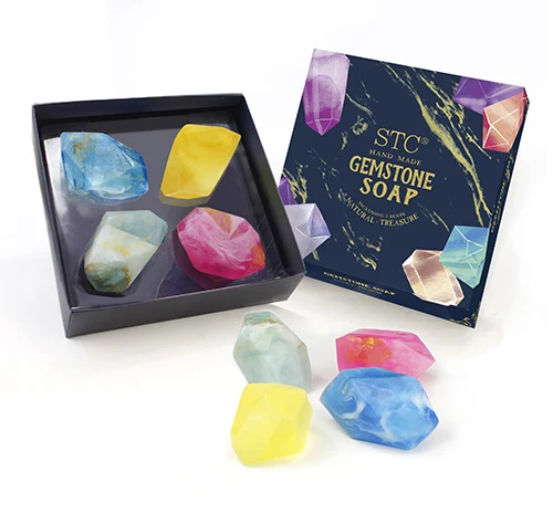 
Private label oem moisturizing natural soap stone gentle cleansing foaming fragrance handmade gold crystal gemstone soap 