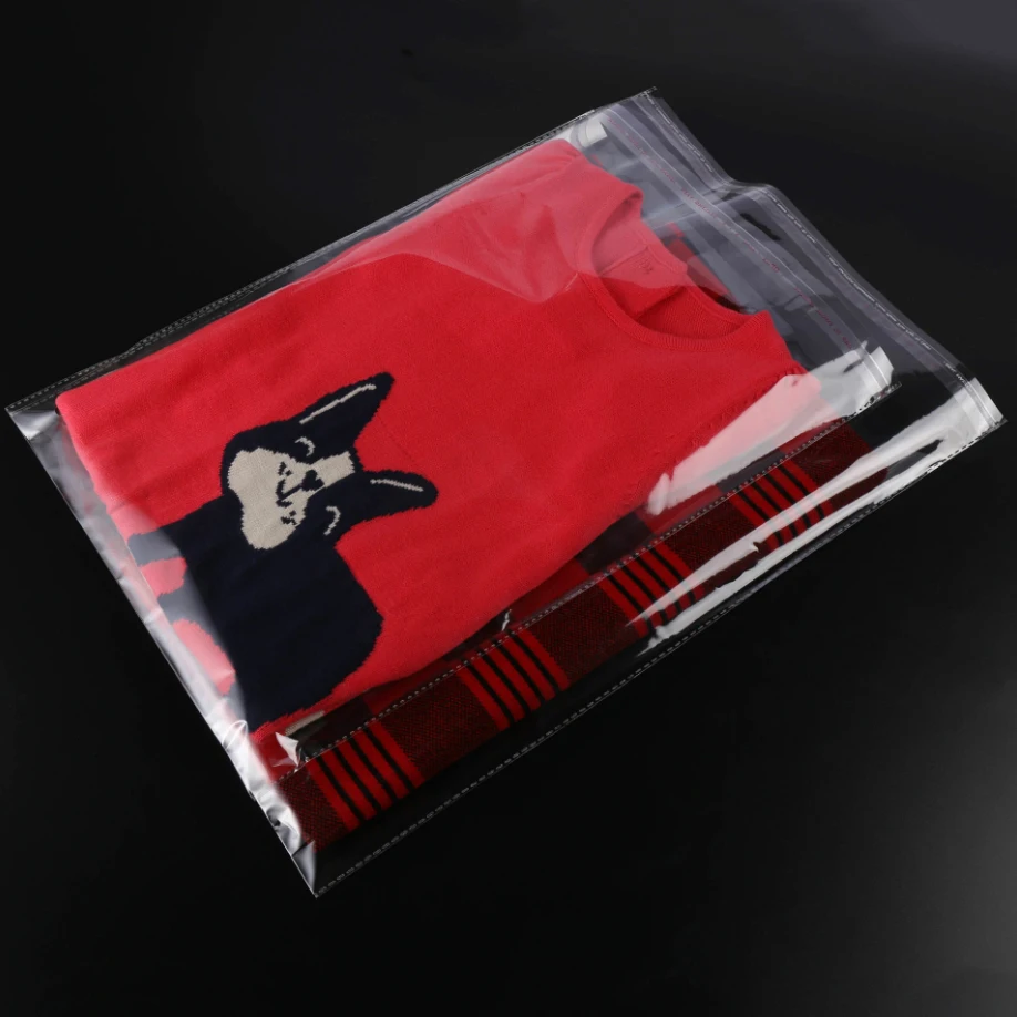 Wholesale price Self-adhesive custom transparent pe opp plastic clothes packaging clear bag