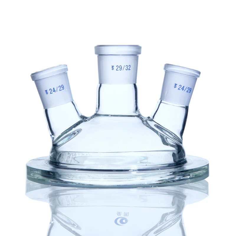 Lab single one layer flat flange open mouth cylinder barrel sphere shape single two 2 neck glass reactor reaction kettle vessel