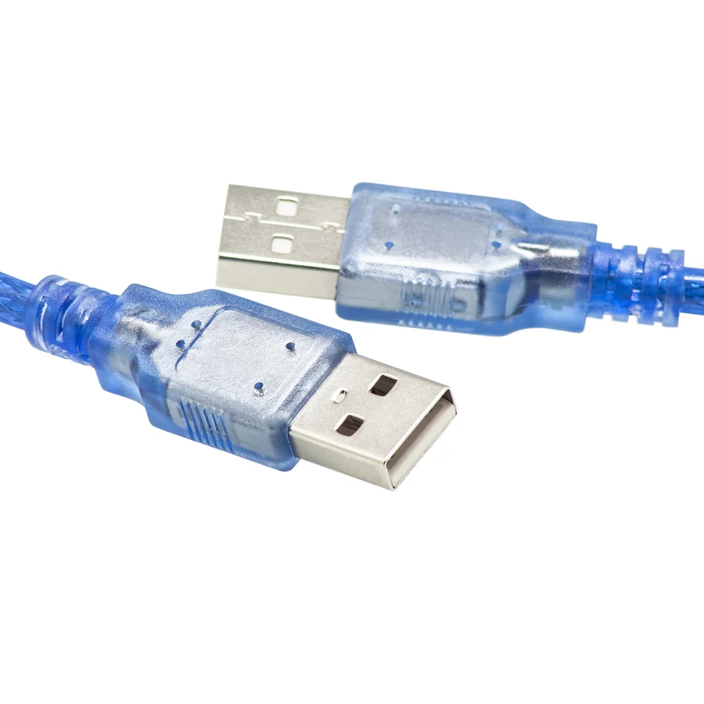 1.5m USB 2.0 Transparent blue cable Type A male to male AM to AM extension cable for Radiator Webc am Car Mp3 Camera Hard Disk