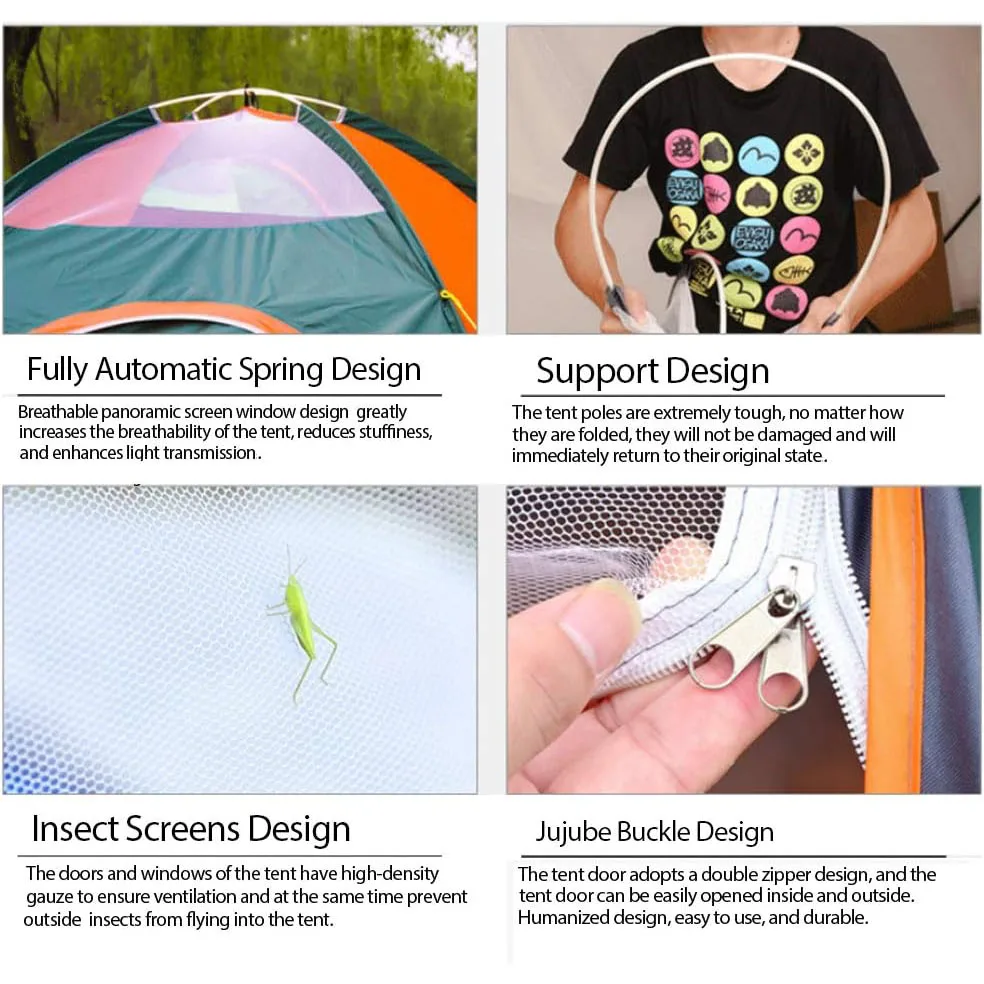 2 Person Instant Pop Up Lightweight Camping Tent, Outdoor Easy Set Up Automatic Family Travel Tent,Portable Backpacking