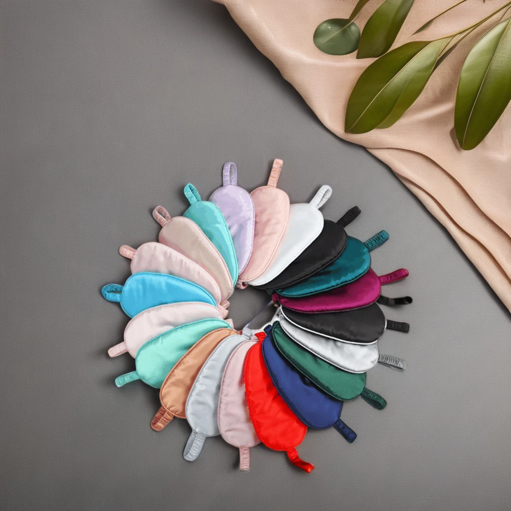 Custom Logo Double Sided Silk Satin Sleeping Eye Mask Shading Breathable Mulberry Silk Blind Eye Mask With Elastic Strap