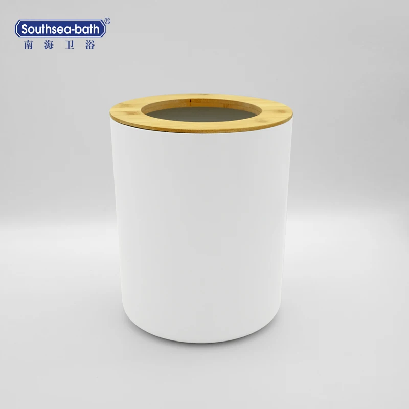 bamboo fiber bathroom trash bin trash can