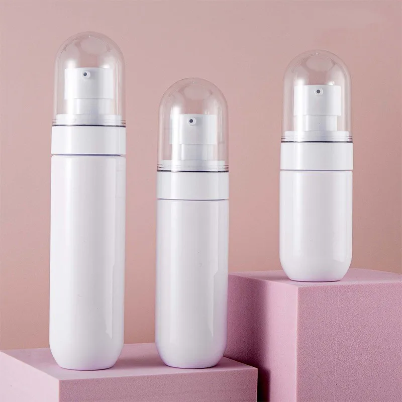 40ml 60ml 80ml Colorful PET Plastic Matte Color Pill Capsule Shaped White clear Cosmetic Spray Lotion Pump Bottles