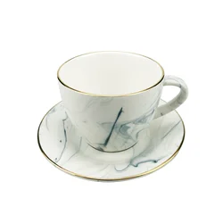 Nordic Style Glod Marble Coffee Teacup And Saucer Set Ceramic Tea Cup And Saucers Sets