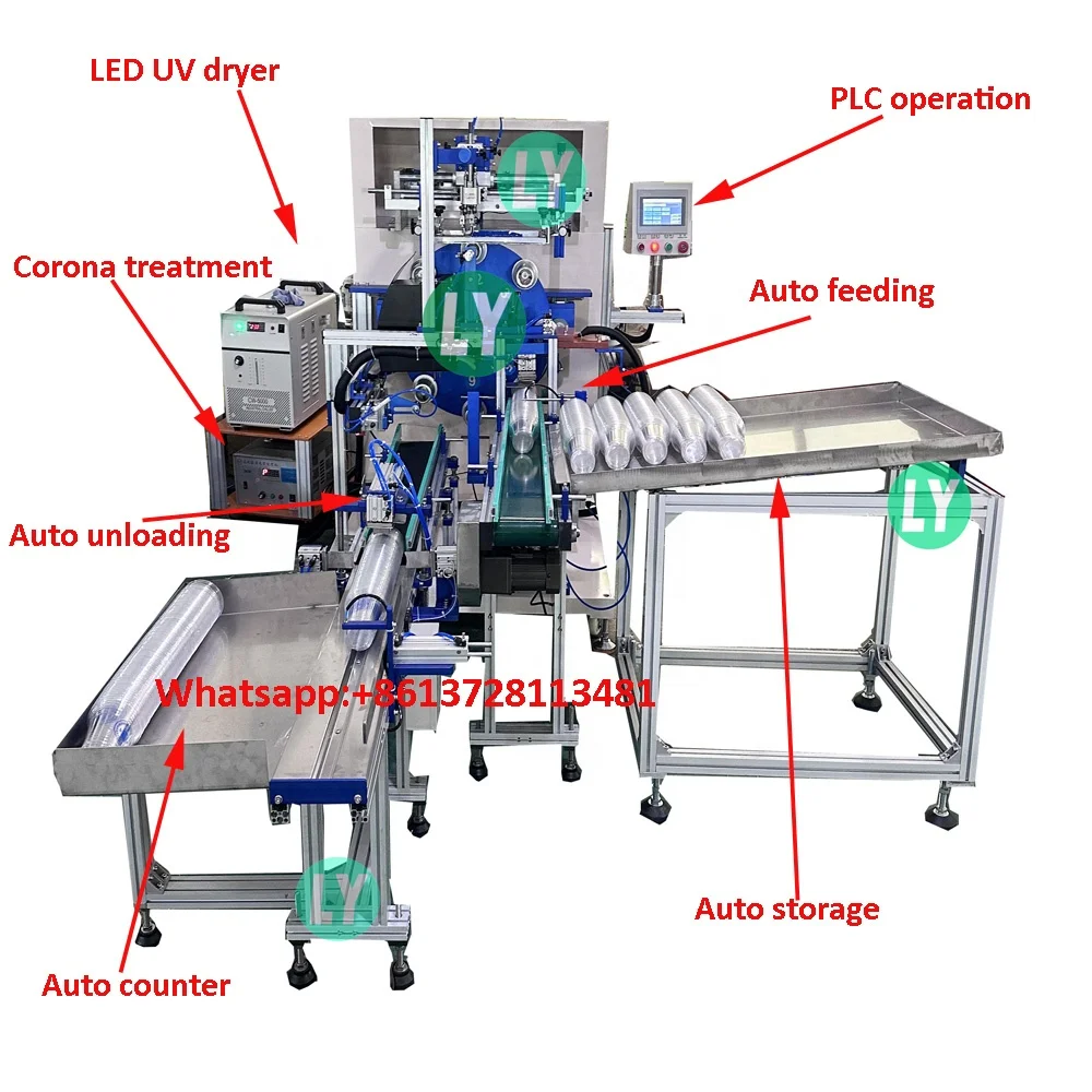 Paper cup design auto screen printing machine coffee cup brand full auto screen printing machine