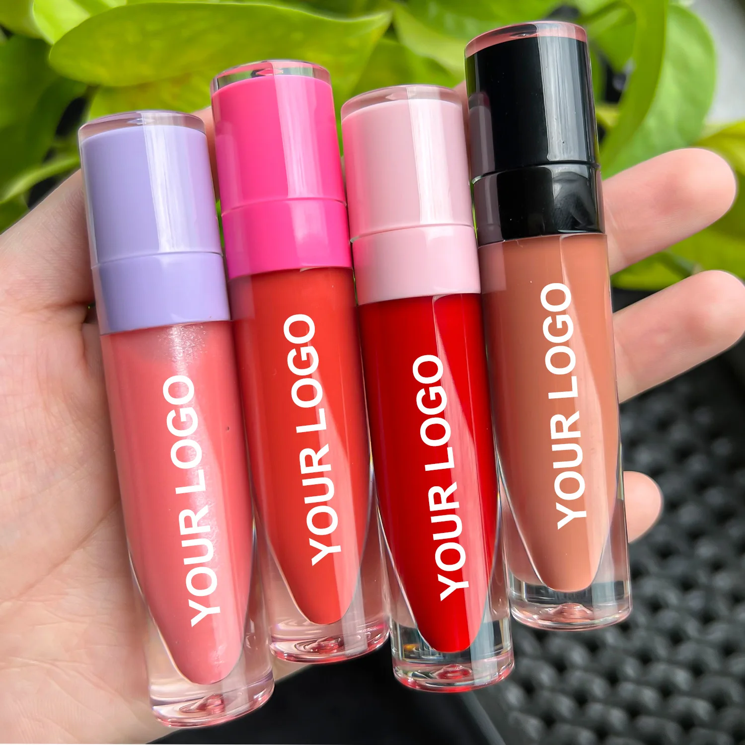White black pink cover purple cover trendy shimmering lip gloss samples can be printed logo small batch foreign trade vendors