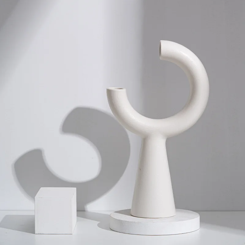nordic ins modern decorative home accessories decoration vase set ceramic art crafts vase white ceramic flower vase