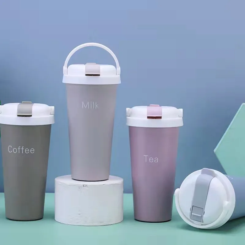 Корейская кружка-термос 500 мл для девушек студенток простая художественная чашка с соломинкой Для Воды портативная креативная красная Милая сетка